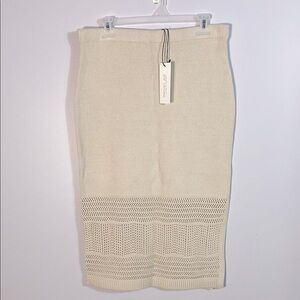 Rachel Zoe Elegant Cream Knit Skirt size large cottage-core coastal grandma